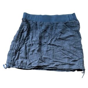 Toad & Co 100% Linen Large Boho Skirt Elastic Waist Ribbed Tie on Sides Beach